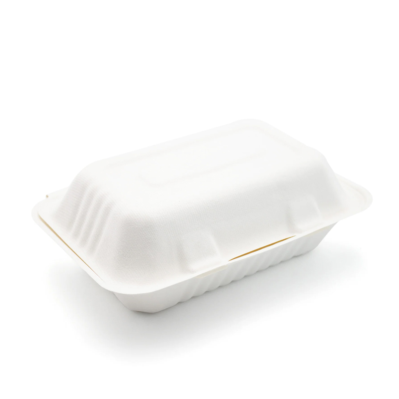 9'' x 6'' Bagasse Sugarcane Clamshell Food Container