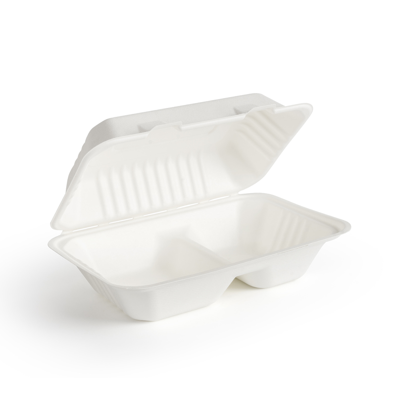 9'' x 6'' Bagasse Sugarcane Clamshell Food Container