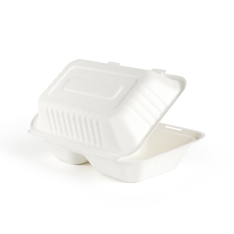 9'' x 6'' Bagasse Sugarcane Clamshell Food Container