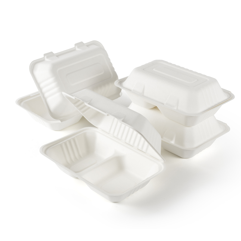 9'' x 6'' Bagasse Sugarcane Clamshell Food Container